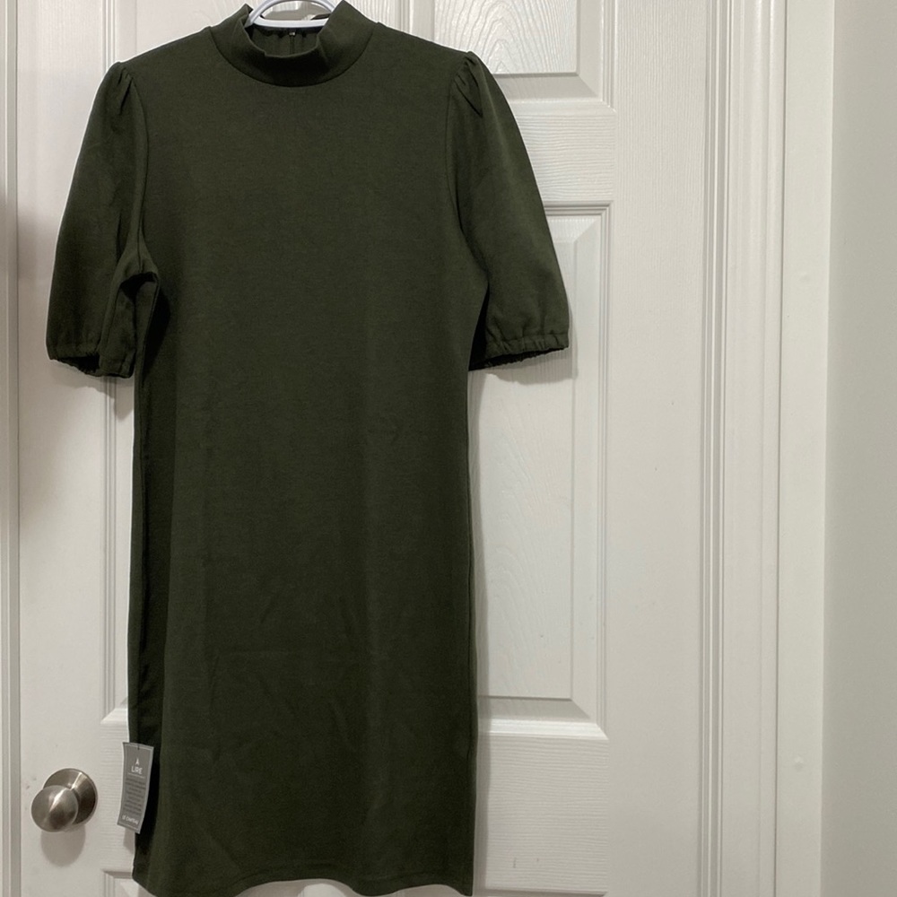 BNWT Le Chateau Khaki Size XL Mock Puff Sleeves Dress